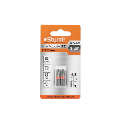 Біти S2 PZ2x25 мм, 2шт Sturm 1272302
