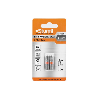 Біти S2 PZ3x25 мм, 2шт Sturm 1272303
