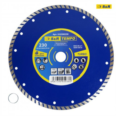 Диск алмазний S&R Tempo 230 x 2.4 x 22.2 TURBO камінь