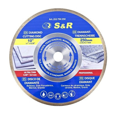 Диск алмазний S&R CORONA 250 x 1,6 х 25,4 керамограніт