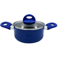 Каструля GT-2408-18/1 з кришкою, покриття WEILBURGER синя 18 см Gusto