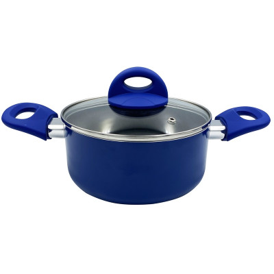 Каструля GT-2408-18/1 з кришкою, покриття WEILBURGER синя 18 см Gusto