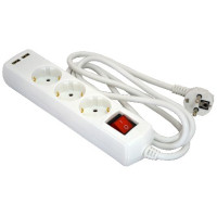 Подовжувач касетний GS3W2MUSB 3 розетки + USB Grunhelm 2 м