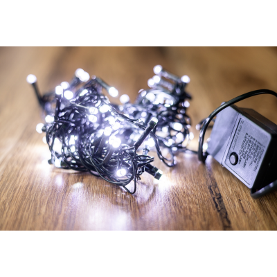 Електрогірлянда світлодіодна біл.100 LED, 5М, 8 функцій, 220V BPNY