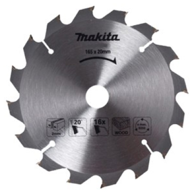Makita D-52554 Пиляльний диск Makita ТСТ по дереву 165x20 мм x 16 зубів